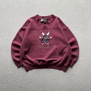 Vintage 90s Newport Beach California Sail Graphic Henley Crewneck